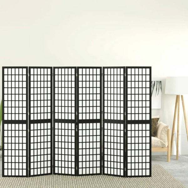 Berkfield Folding 6-Panel Room Divider Japanese Style 240x170 cm Black