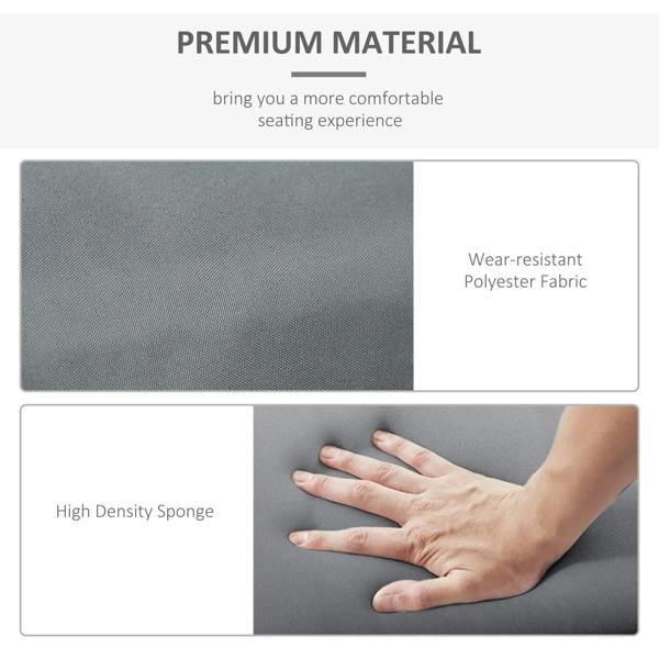 Dark grey woven cushion fabric with water-resistant finish and sponge padding