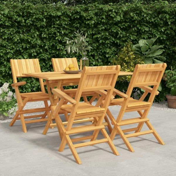 Berkfield 5 Piece Garden Dining Set Solid Wood Teak