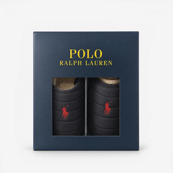 Polo Ralph Lauren READ SCFF II Nylon/Navy Suede with Red Mules   in  Navy