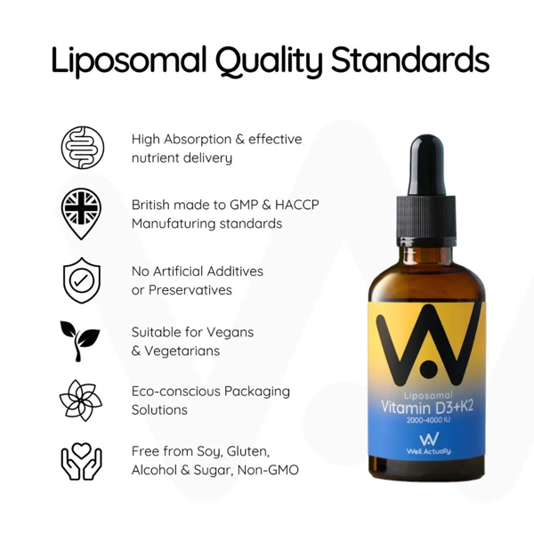 Well Actually Liposomal Vitamin D3 + K2 - Dropper 2000- 4000IU - Orange & Mango