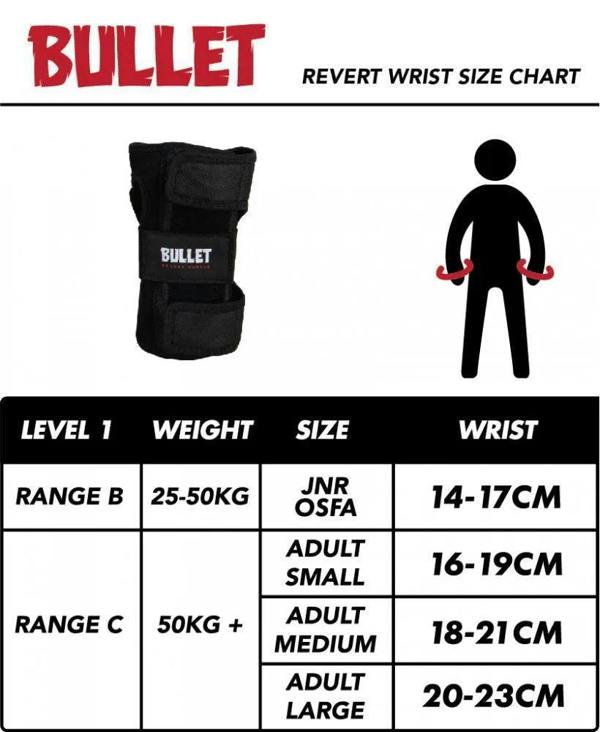 Bullet Skate Pads Adult Junior Revert Wrist Guard Set Black