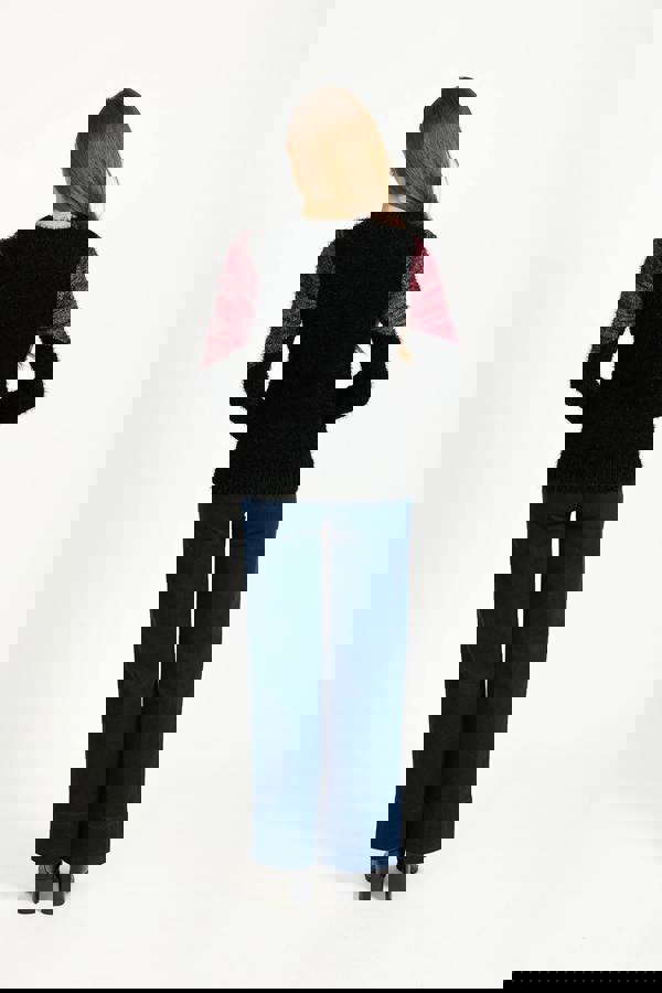 Colour Block Fluffy Yarn Jumper