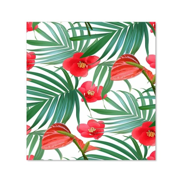 Warren Reed - Designer Tropical Flowers, Palm Leaves Hawaiian Kitchen Splashback