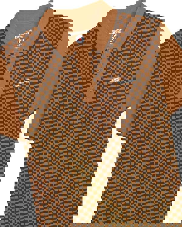 Lambretta Mens Checkered Casual Retro Mod Ska Black Polo Shirt