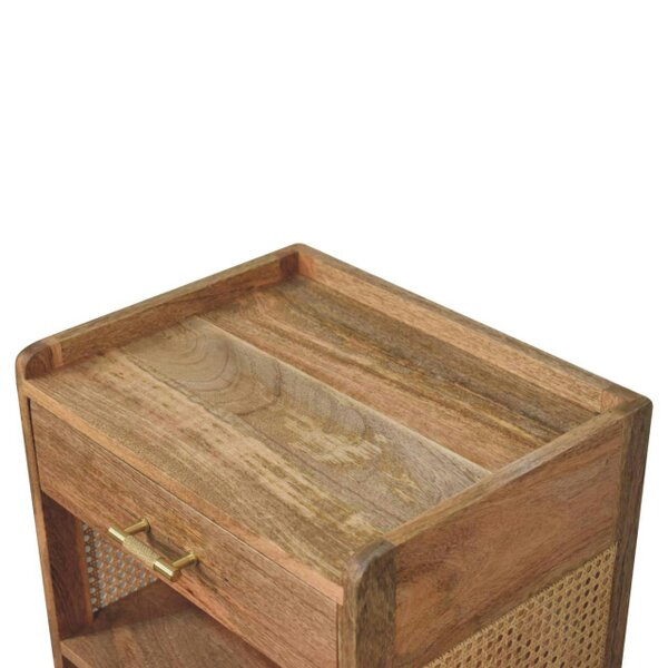 Wyld Haus Orta Natural Mango Wood T-Bar Bedside Table with Drawer