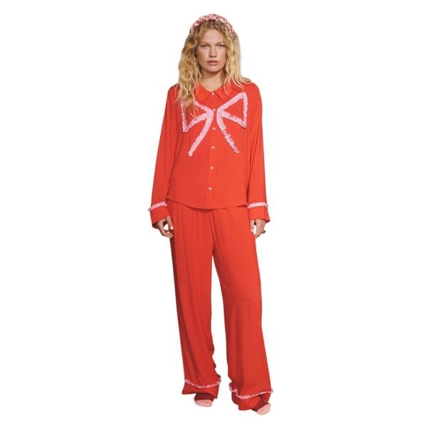 Cath Kidston Womens/Ladies Bow Viscose Long-Sleeved Pyjama Set - Red - 