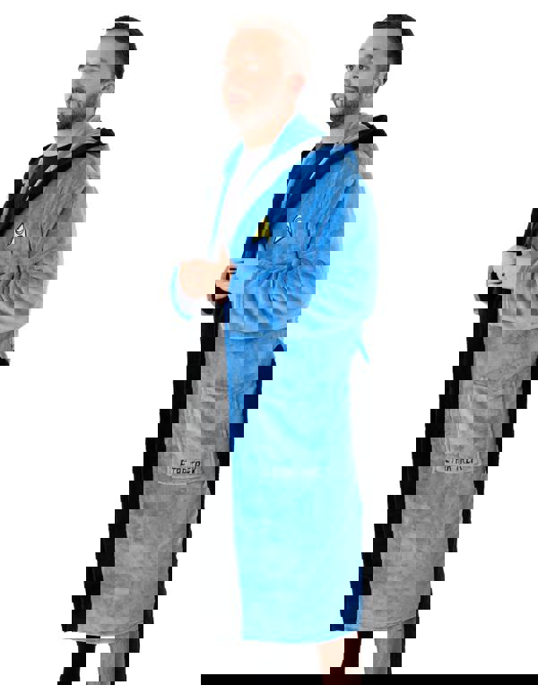 Star Trek Mens Blue Hooded Bathrobe