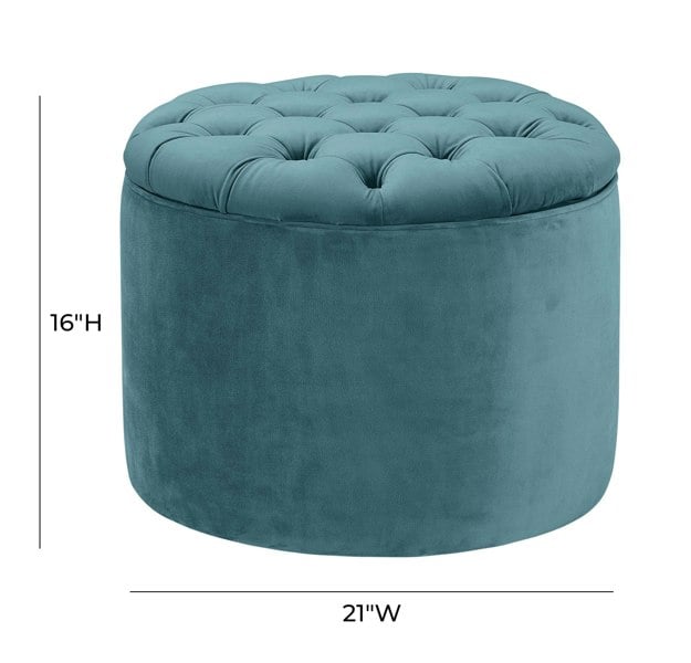 Furniture Edit Queen Sea Blue Velvet Storage Ottoman Footstool