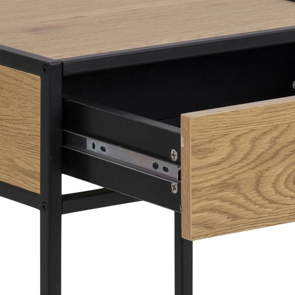 Furniture To Go Seaford Bedside Table with 1 Drawer in Black & Oak