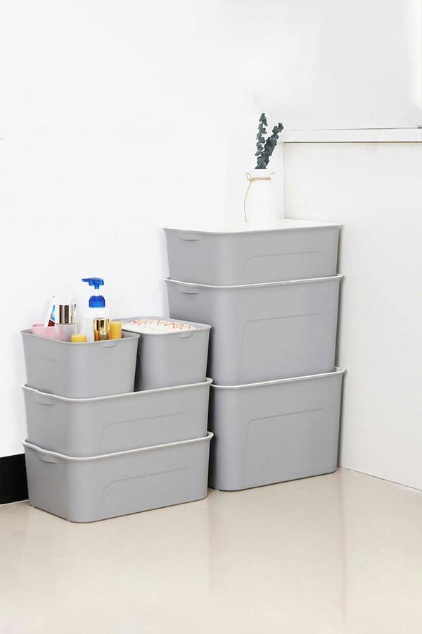 Living and Home 4pcs Plastic Storage Boxes Box With Lids Home Office Room Stackable Multipurpose
