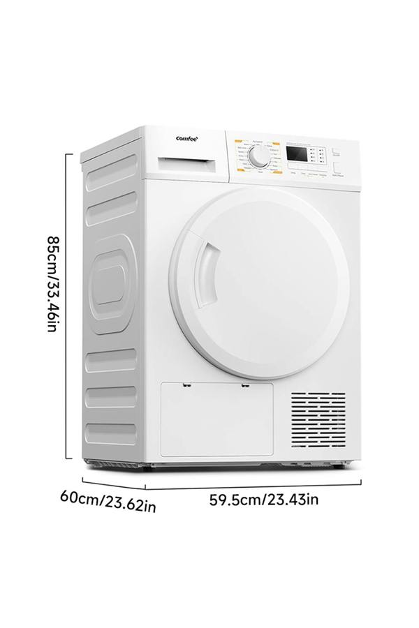 Living and Home 8kg Anti-Crease Heat Pump Tumble Dryer with 16 Settings, Bidirectional Rotating Drum - Anti-Tangle, 3 Drying Levels