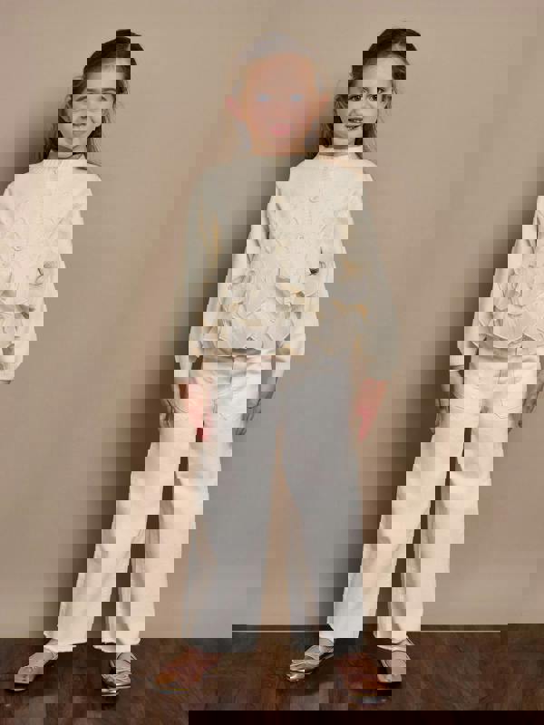 GWD Snowflake Ruffle Cream Cardigan