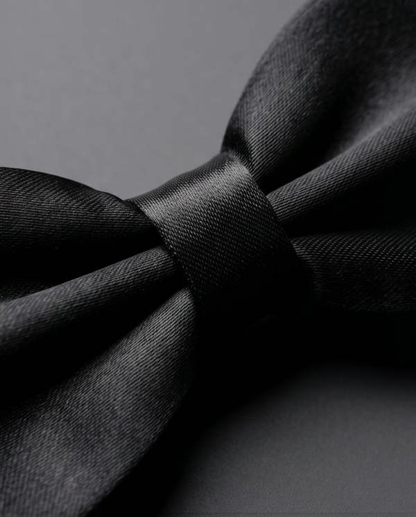 Close-up of a black bow tie on a dark background