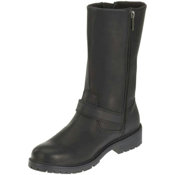 Harley-Davidson Randy 12" Mens Leather Zip Up Biker Ankle Boots, black leather riding boots with zipper closure and ankle strap design.