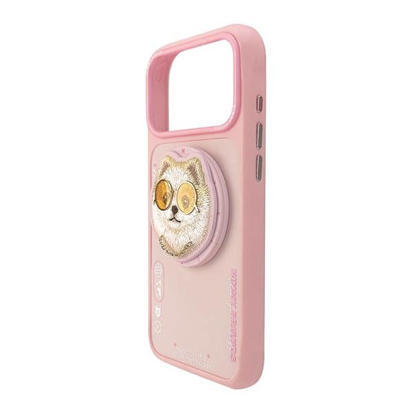 Nimmy Friends Nimmy Glass Cool Dog Face Case with Detachable MagSafe Grip Stand for iPhone 17 Pro Max 6.9" Pink - N-YJKM-CXZJ-IP17-PRO-MAX-031