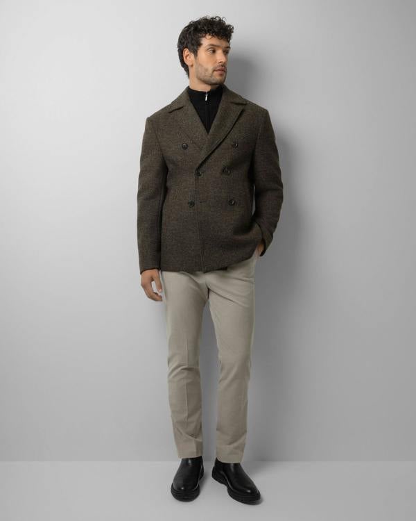 Steel & Jelly Albany - Brown Wool Mix Double-Breasted Peacoat