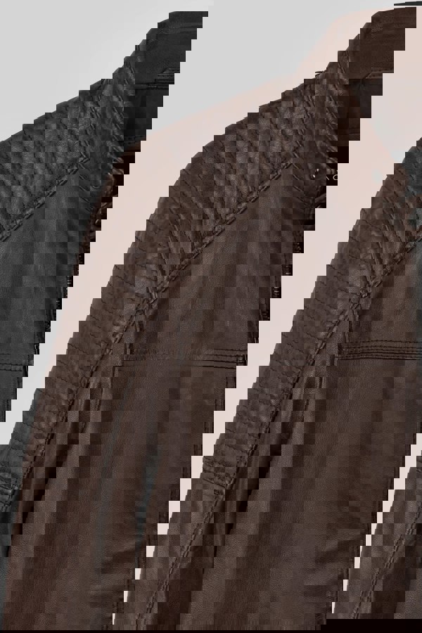 Brown Smart Zip-Up Genuine Leather Biker Jacket