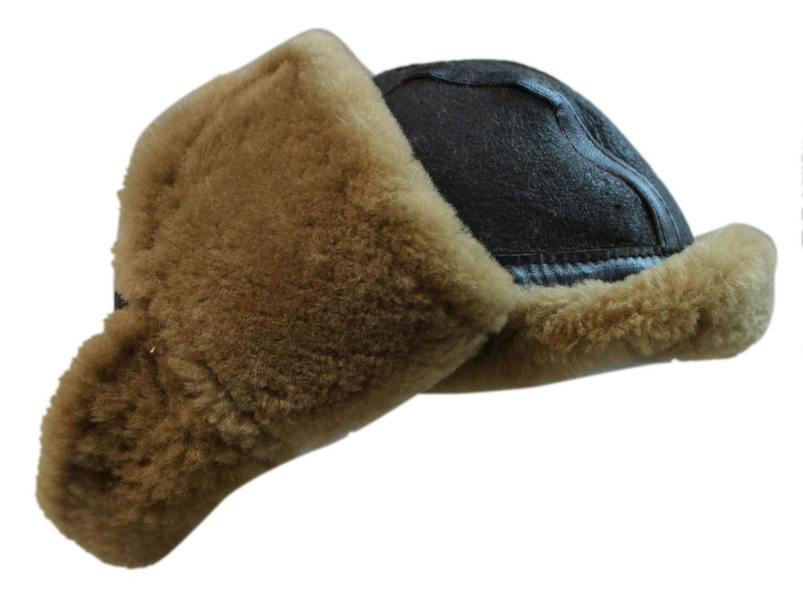 Infinity Leather Mens RAF Aviator Sheepskin B-55 Trapper Hat