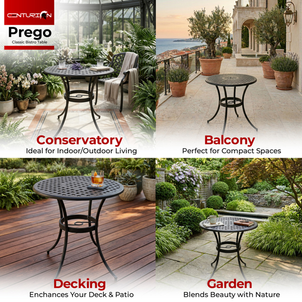 Centurion Supports PREGO Garden and Patio Black Cast Aluminium Bistro Table