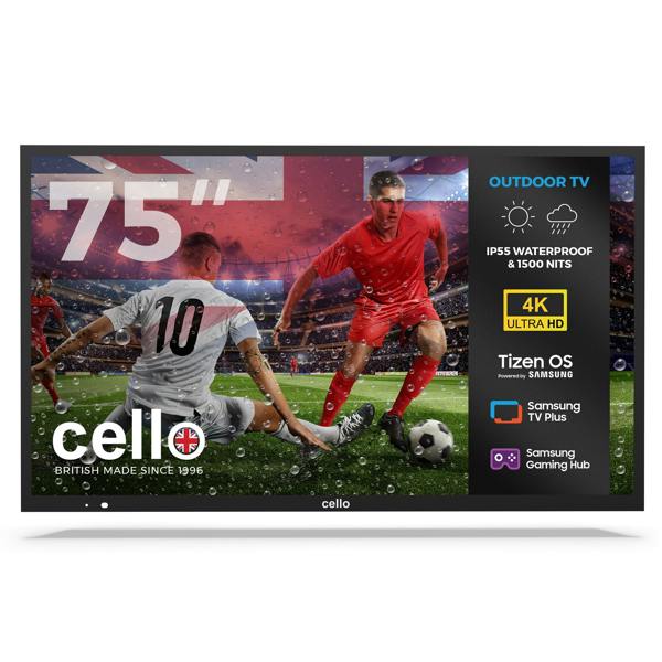 Cello 75 inch 4K UHD Smart Samsung Plus Outdoor TV