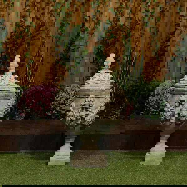 Grand & Ornate Stone Cast Cherub Planter (Lid not Included) 