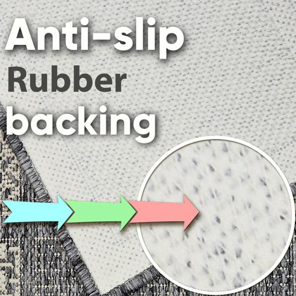 Viva Rugs Non-Slip Grey Rug Flat Weave Checkered Kitchen Dining Room Living Room Area Mat