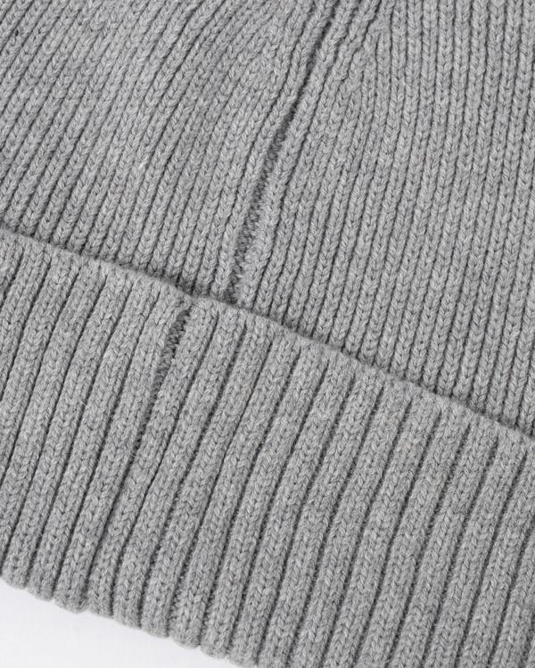 texture detail of a GANT Mens Cotton Blend Logo Beanie in 93 Grey Melange
