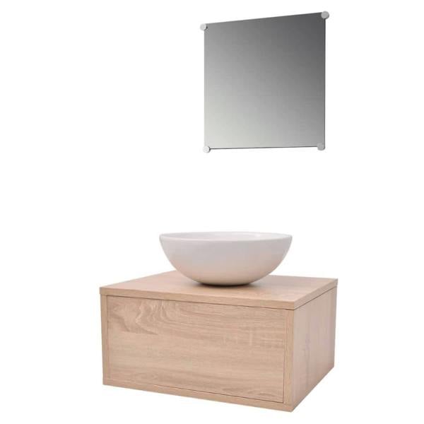 Berkfield Four Piece Bathroom Furniture Set with Basin with Tap Beige