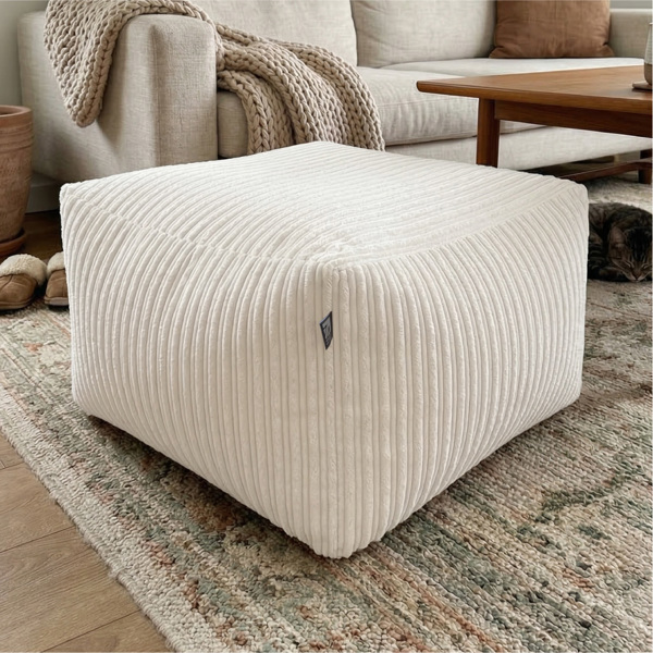 rucomfy Indoor Large Ottoman Pouffe - Jumbo Cord Bean Bag Footstool