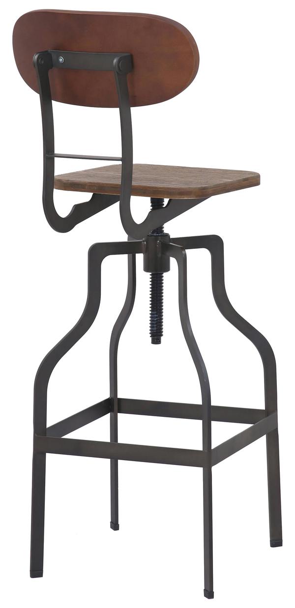 Lamboro Bolzano Single Vintage Kitchen Bar Stool, Powder Coated Legs, Height Adjustable Screw Swivel, Breakfast Bar & Home Barstool, Brown