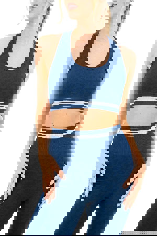 Smart Living Women's Leopard Print Seamless Padded Sports Bra - Navy