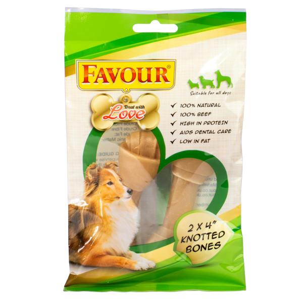Favour 4 Inch Knotted Bone Two Pack Dog Chews