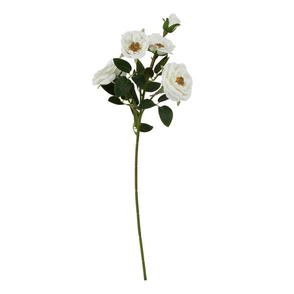 Hill Interiors The Natural Garden Collection Hedge Rose Artificial Flower - White/Green