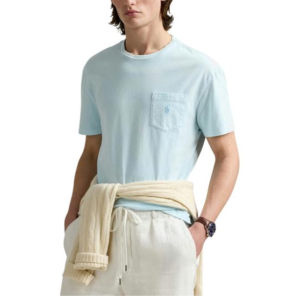 Ralph Lauren Mens Embroidered Pocket Slim T-Shirt - Sky - 