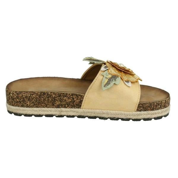 Spot On Ladies Spot On Flower Trim Mules