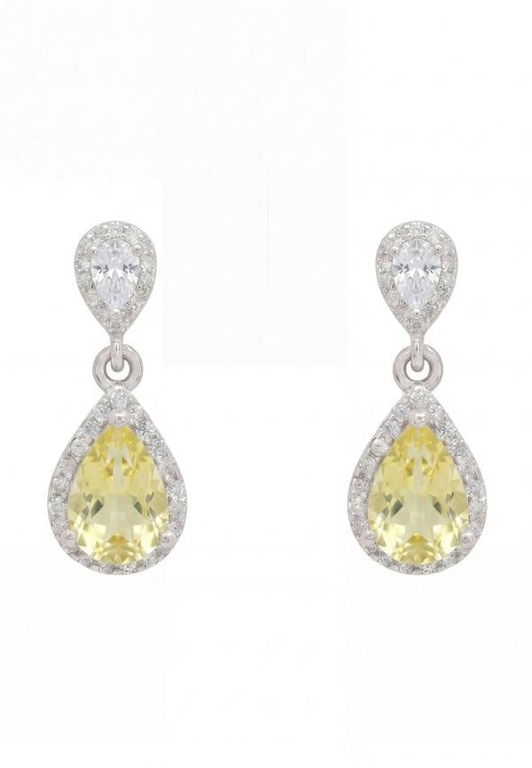 Latelita Phillippa Drop Earrings Yellow Topaz Silver