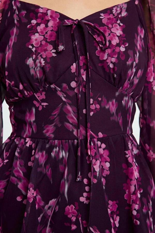 WOVCOR Ruffled Mini Lined Chiffon Woven Dress