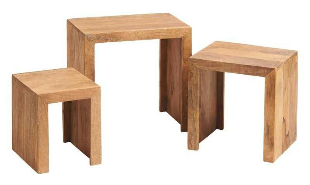 Wyld Haus Set of 3 Manila Light Mango Wood Nesting Tables