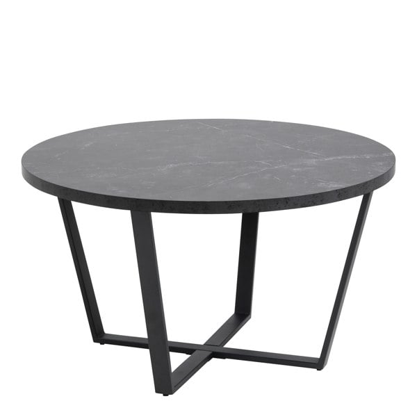Furniture To Go Amble Round Coffee Table with Black Marble Melamine Top & Black Legs