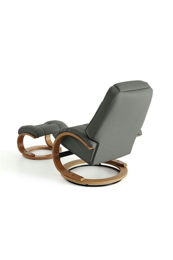 Living and Home Contemporary Leather Soft Recliner with Footstool