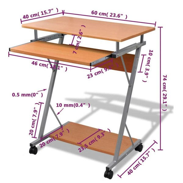 Berkfield Compact Computer Desk with Pull-out Keyboard Tray Brown