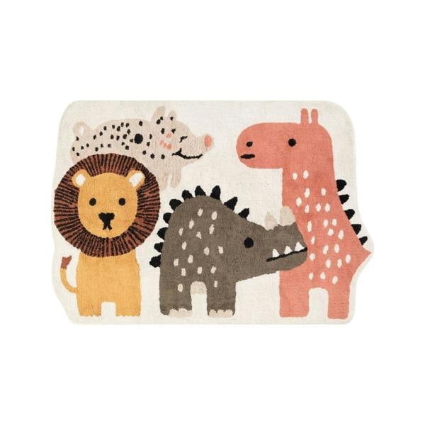 Children's rug with cartoon animals on a white background