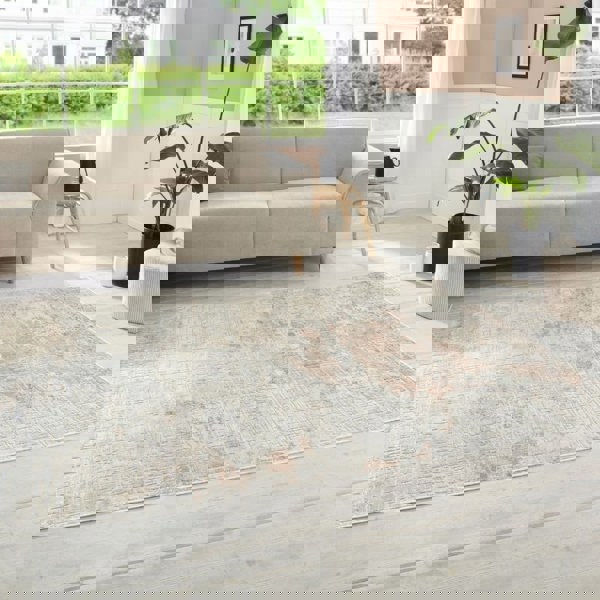 Short-Pile Design Orange Rug – Modern Abstract