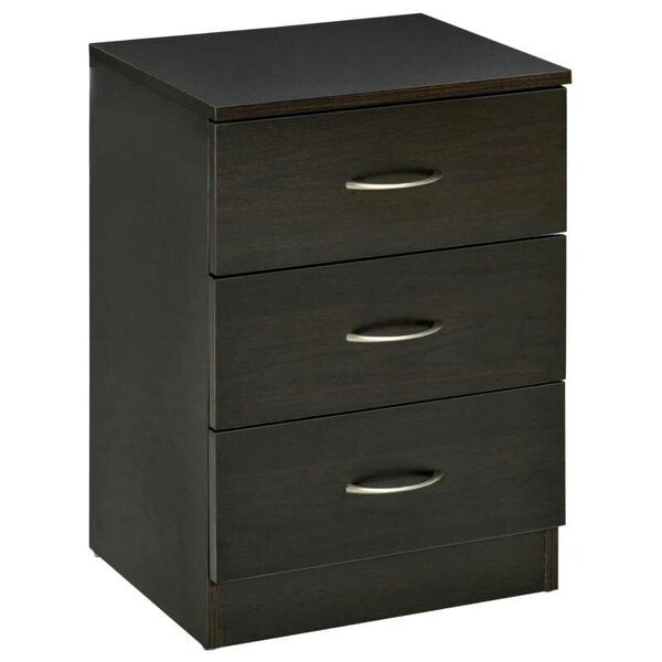 Three-Drawer Simple Bedside Table - Black