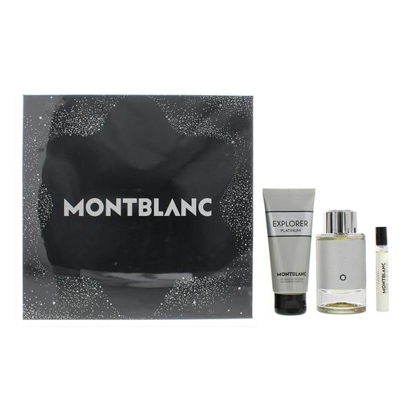 Montblanc Explorer Platinum 3 Piece Gift Set: Eau de Parfum 100ml - Eau de Parfum 7.5ml - Shower Gel 100ml