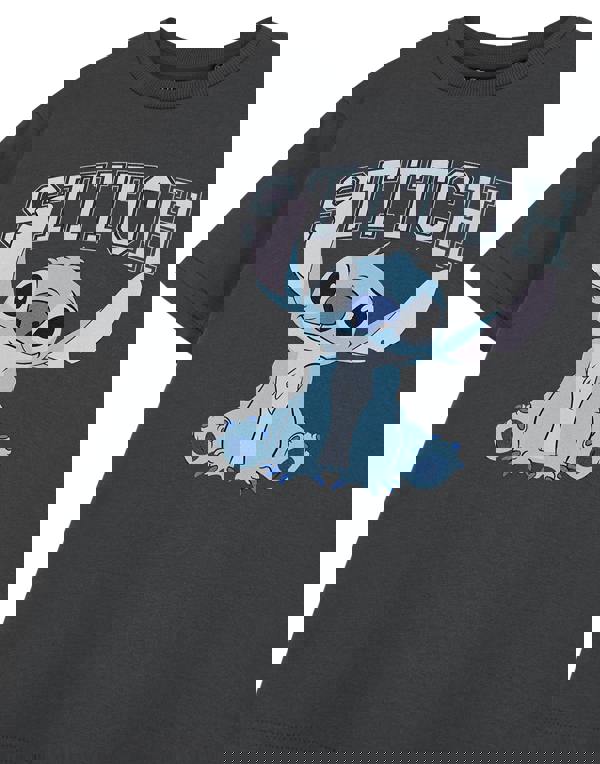 Disney Lilo & Stitch Girls Grey College Short Sleeved T-Shirt