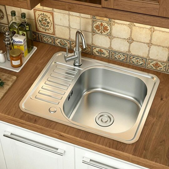 Havendro Inset Kitchen Stainless Steel Sink Rectangle Single Bowl W/ Drainer