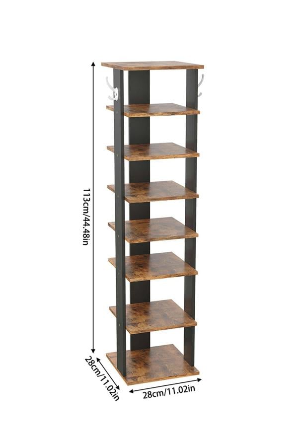 Living and Home 8-Tier Shoe Rack with Hooks for Entryway