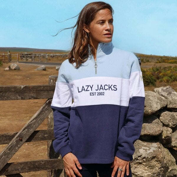 Lazy Jacks LJ322 - Ladies Quarter Zip Sweatshirt - Sky/Twilight